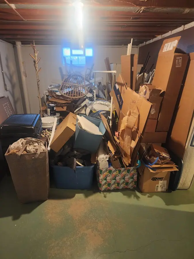 Roll-off dumpster container at job site for 6 Yard Dumpster Rental in Colesville